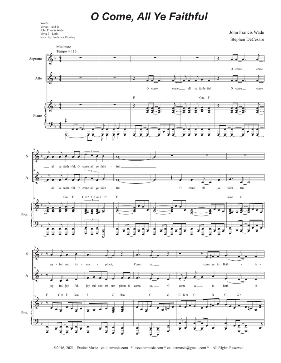 O Come All Ye Faithful (Duet for Soprano and Alto solo) O Come All Ye Faithful (Duet for Soprano and Alto solo) Alto Voice scores gallery preview page 1