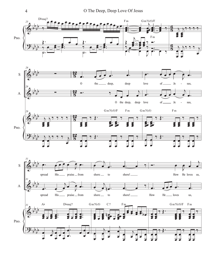 O The Deep, Deep Love Of Jesus (Duet for Soprano and Alto solo) Alto Voice scores gallery preview page 5