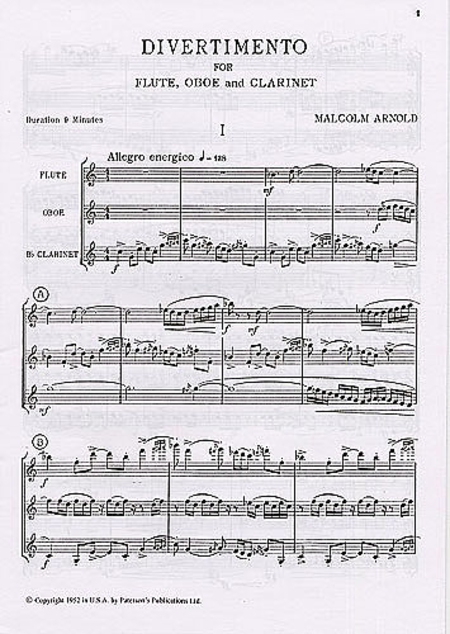 Divertimento For Wind Trio Op. 37 (Score)