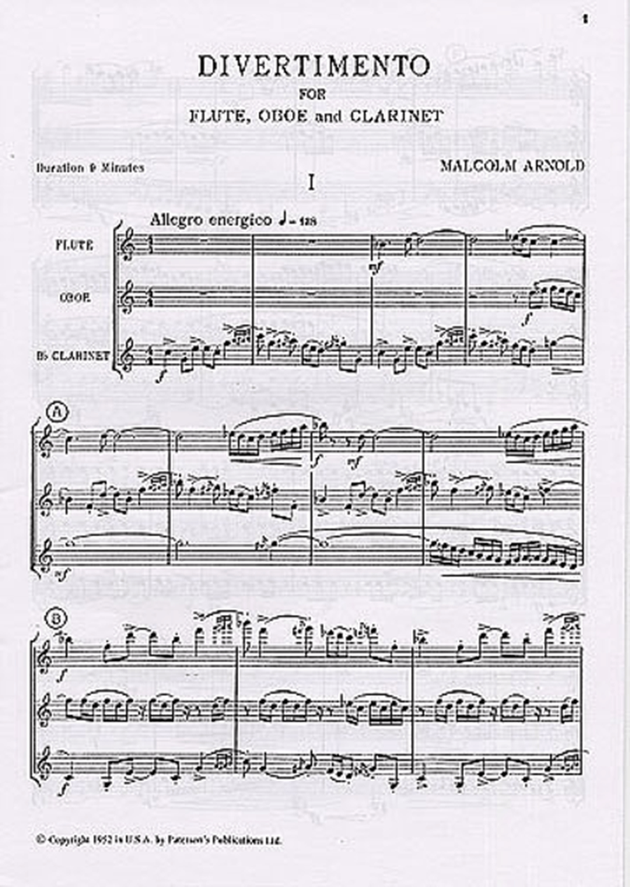 Divertimento for Wind Trio, Op. 37 Woodwind Trio scores gallery preview page 1