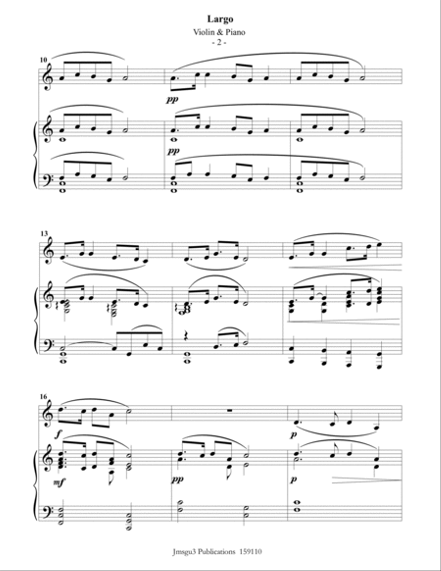 Dvořák: Largo from the New World Symphony for Violin & Piano Violin Solo scores gallery preview page 2
