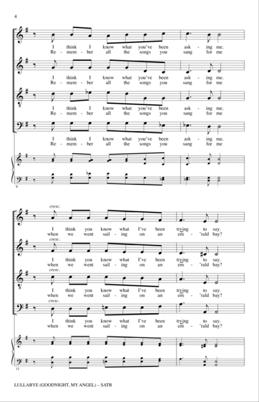 Lullabye (Goodnight, My Angel) (arr. Philip Lawson) 4-Part scores gallery preview page 3