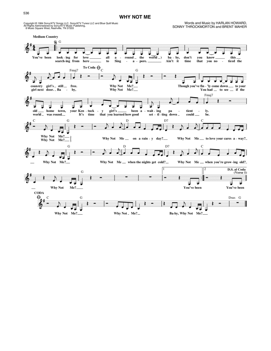 Why Not Me Piano scores gallery preview page 1