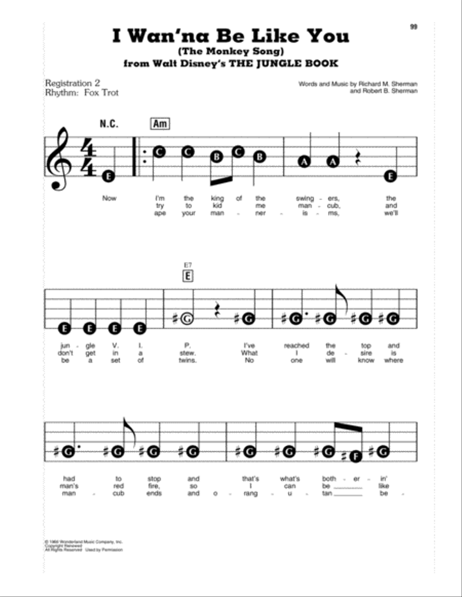 I Wan'na Be Like You (The Monkey Song) (from The Jungle Book) Electronic Keyboard scores gallery preview page 1