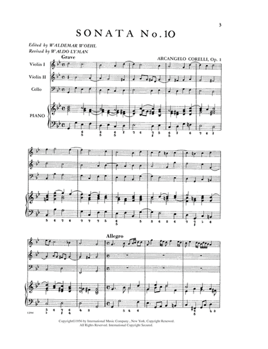 12 Sonatas, Opus 1 (With Cello Ad Lib.) - Volume IV