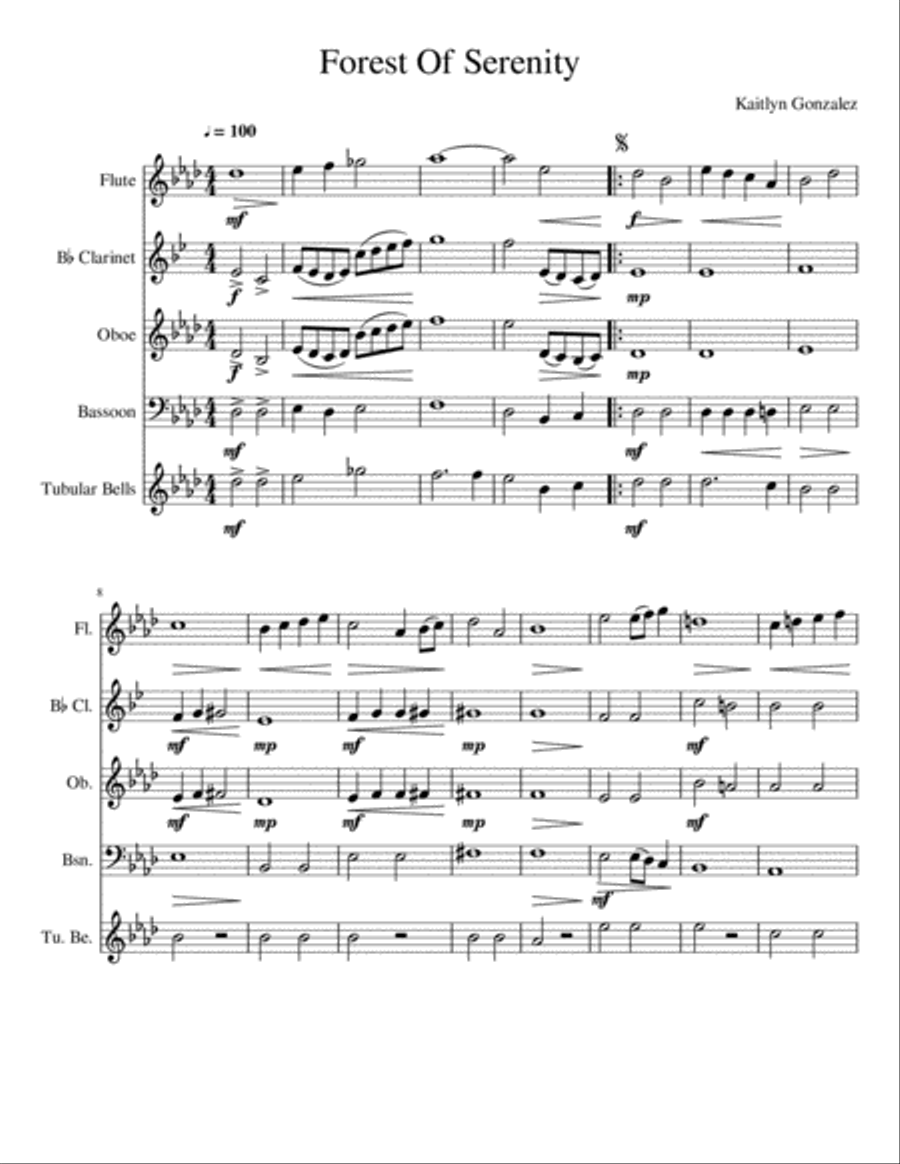 Forest Of Serenity Woodwind Quartet scores gallery preview page 1