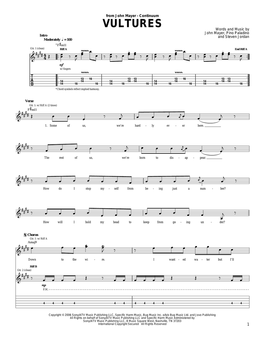 Vultures Acoustic Guitar scores gallery preview page 1