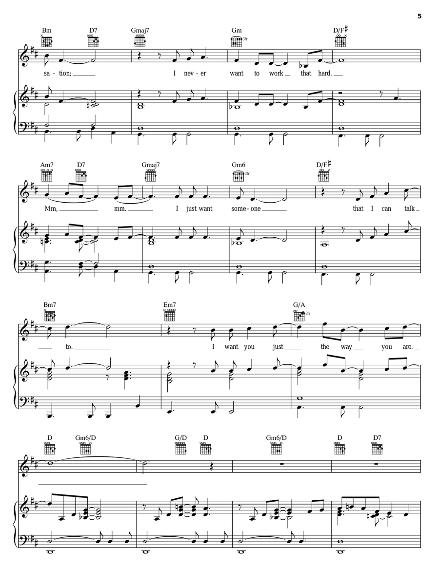 Just The Way You Are Piano, Vocal, Guitar scores gallery preview page 5