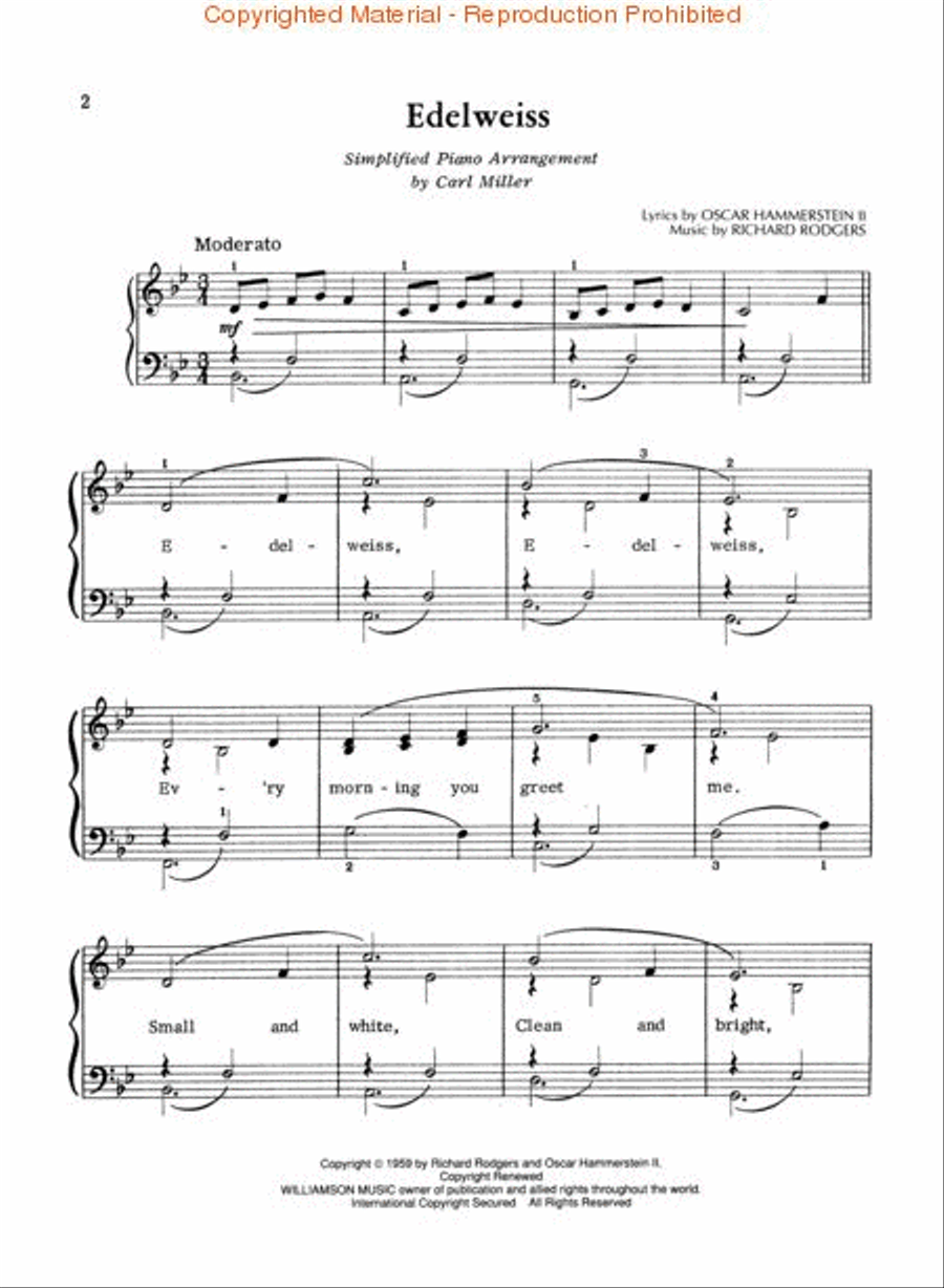 Edelweiss (from The Sound of Music) Piano, Vocal, Guitar scores gallery preview page 2