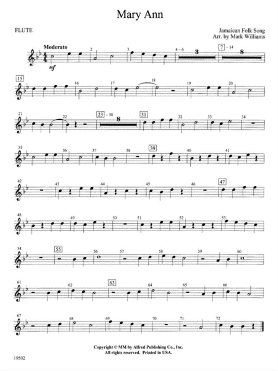 Mary Ann: Flute Concert Band scores gallery preview page 1