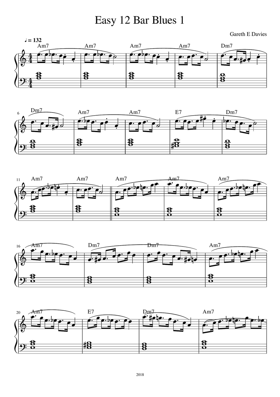 Easy 12 Bar Blues 1 Piano Method scores gallery preview page 1