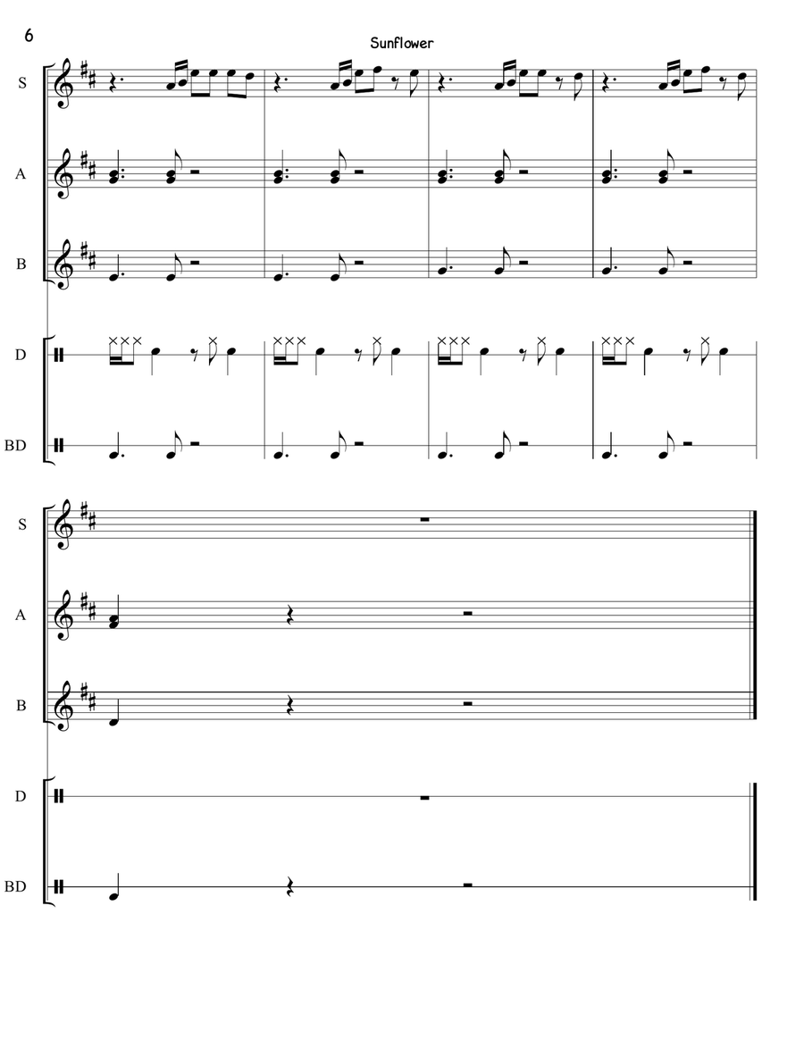 Sunflower Orff Instrument scores gallery preview page 6