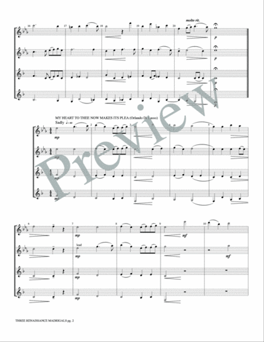Three Renaissance Madrigals Woodwind Quartet scores gallery preview page 4