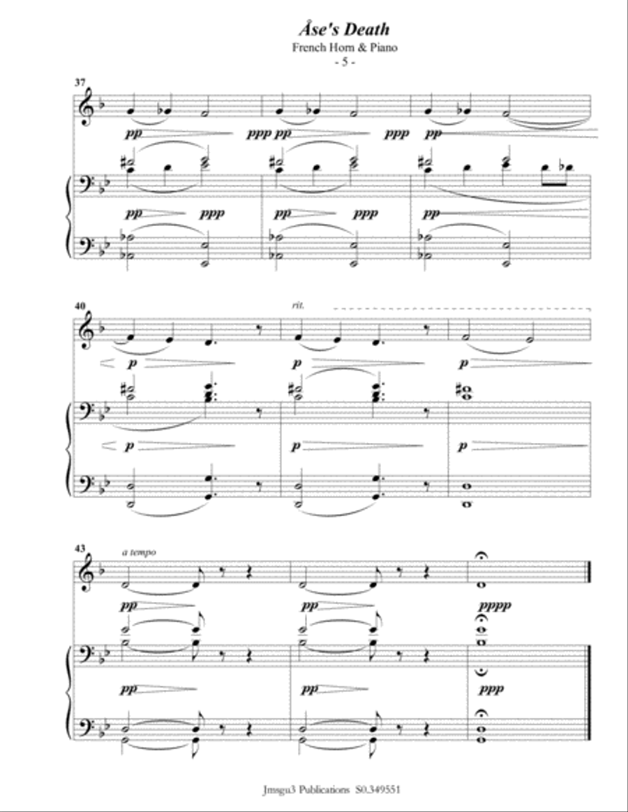 Grieg: Ase's Death from Peer Gynt Suite for French Horn & Piano Horn scores gallery preview page 6
