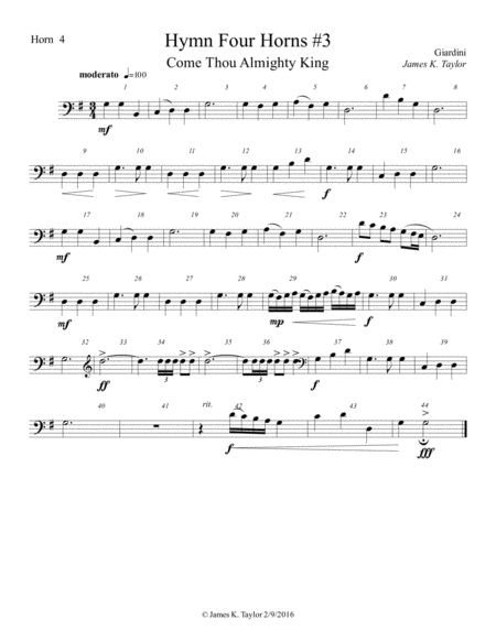 COME THOU ALMIGHTY KING (Horn Quartet #3) image number null