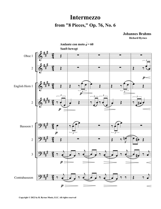 Intermezzo, Op. 76, No. 6 (Double Reed Octet)