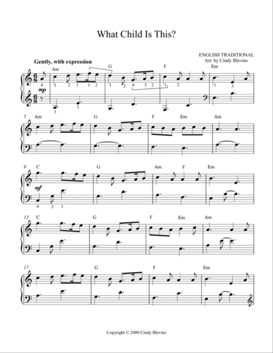 What Child Is This? for easy harp solo Celtic Harp scores gallery preview page 2