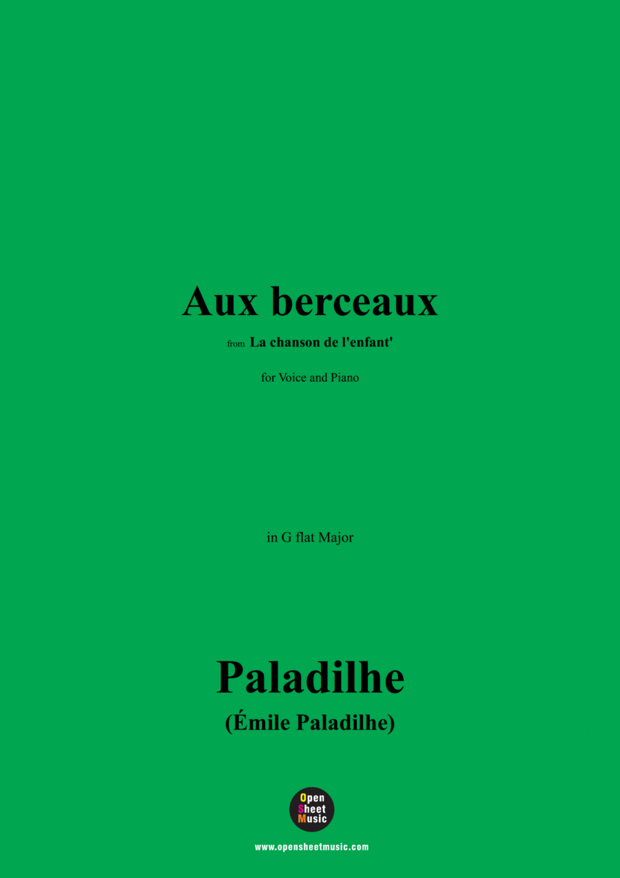Paladilhe-Aux berceaux,from 'La chanson de l'enfant',in G flat Major Voice scores gallery preview page 1