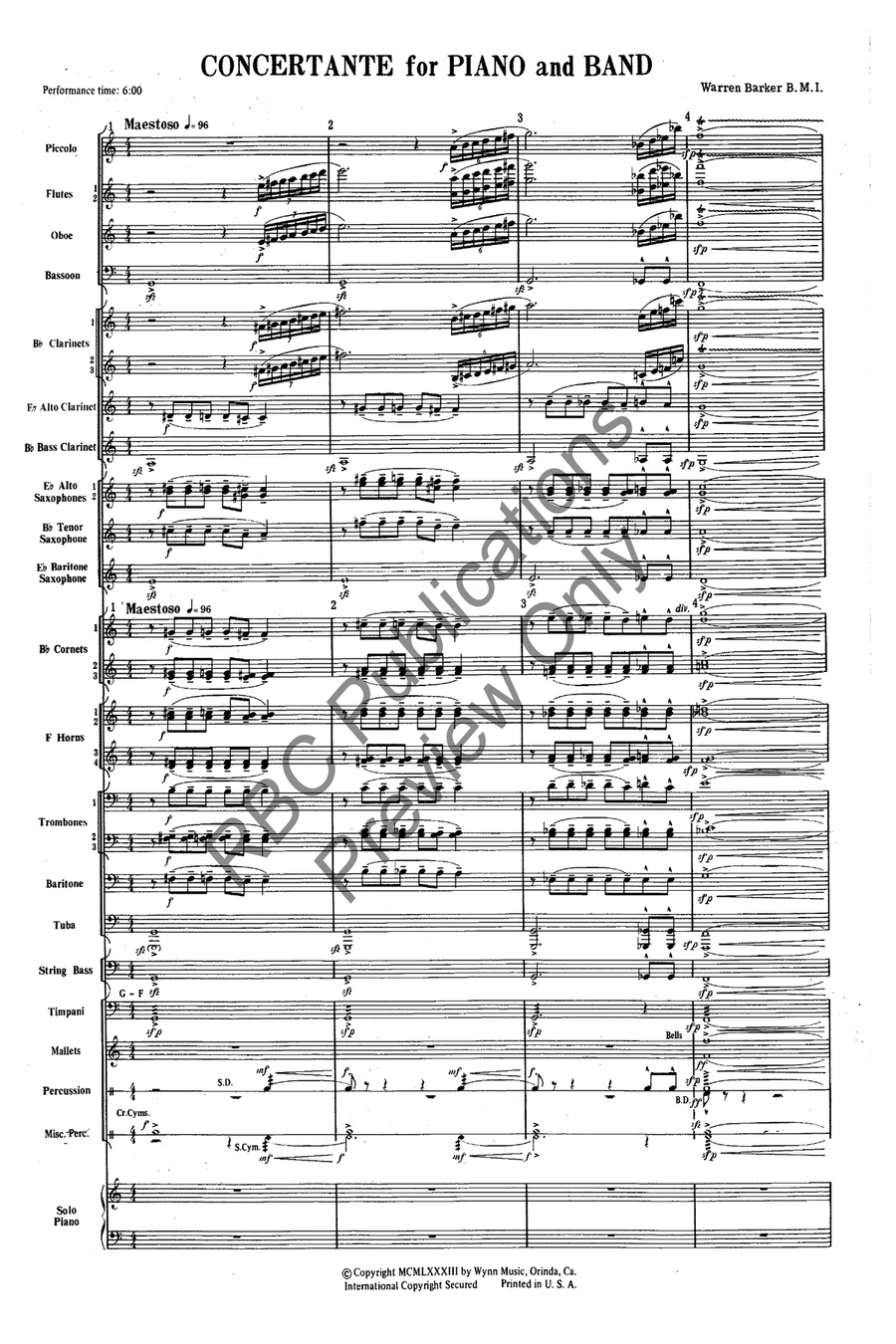 Concertante For Piano And Band Concert Band scores gallery preview page 4