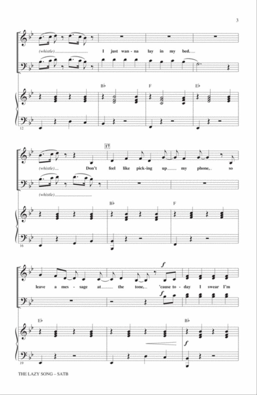 The Lazy Song (arr. Mark Brymer) 4-Part scores gallery preview page 2