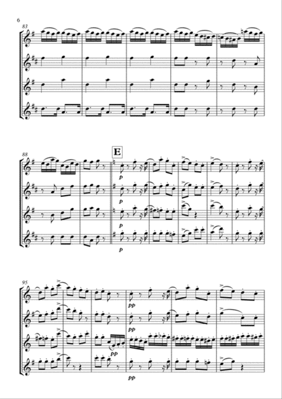 La suite de El cascanueces - 1. La obertura miniatura Woodwind Quartet scores gallery preview page 6