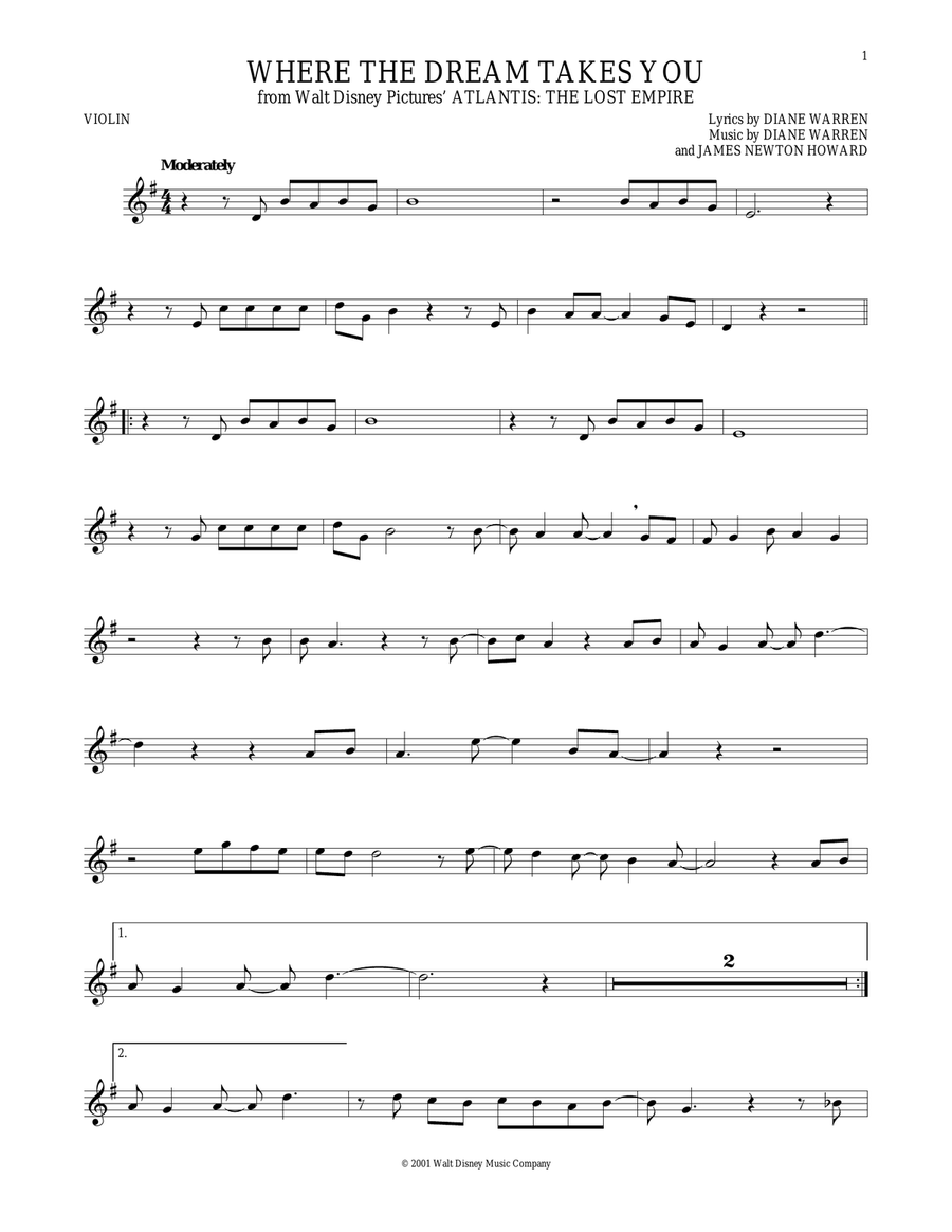 Where The Dream Takes You Violin Solo scores gallery preview page 1