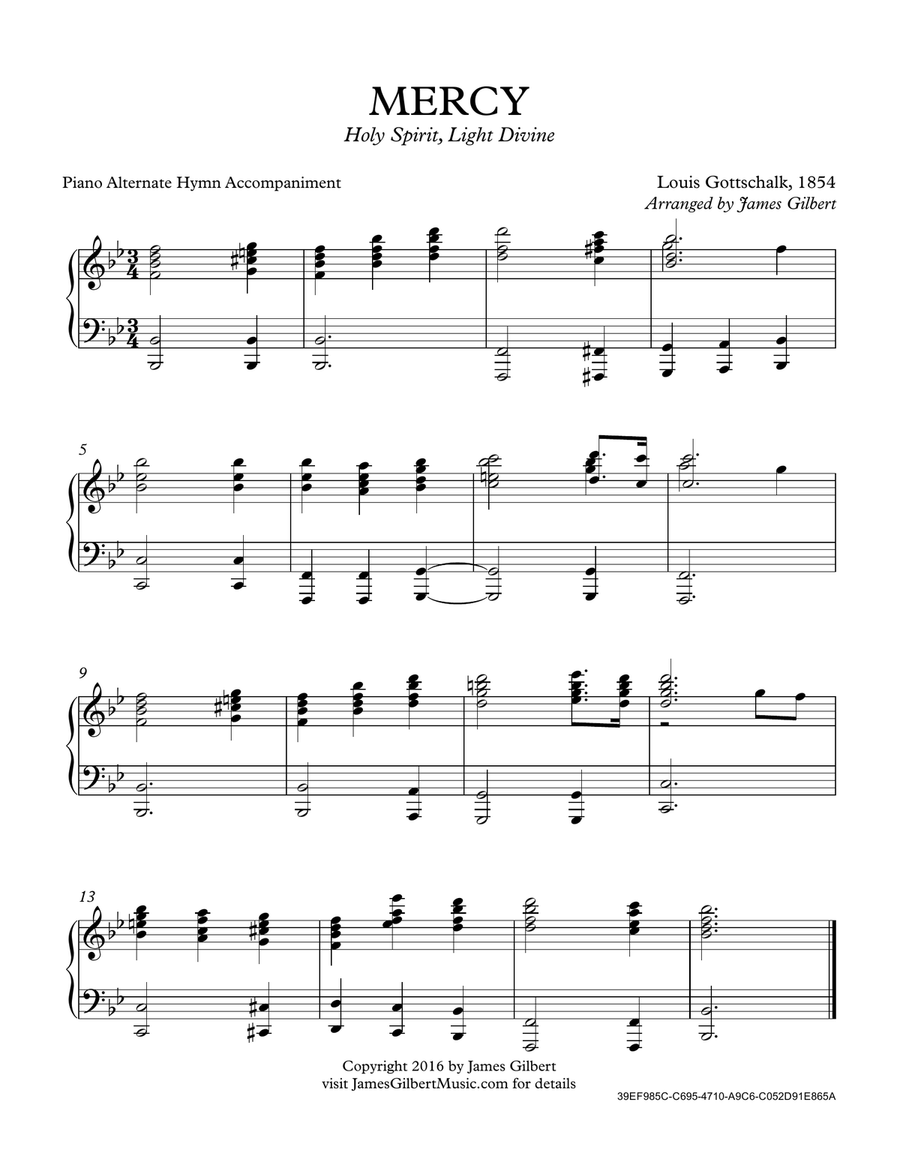MERCY (Holy Spirit, Light Divine) Piano Solo scores gallery preview page 2