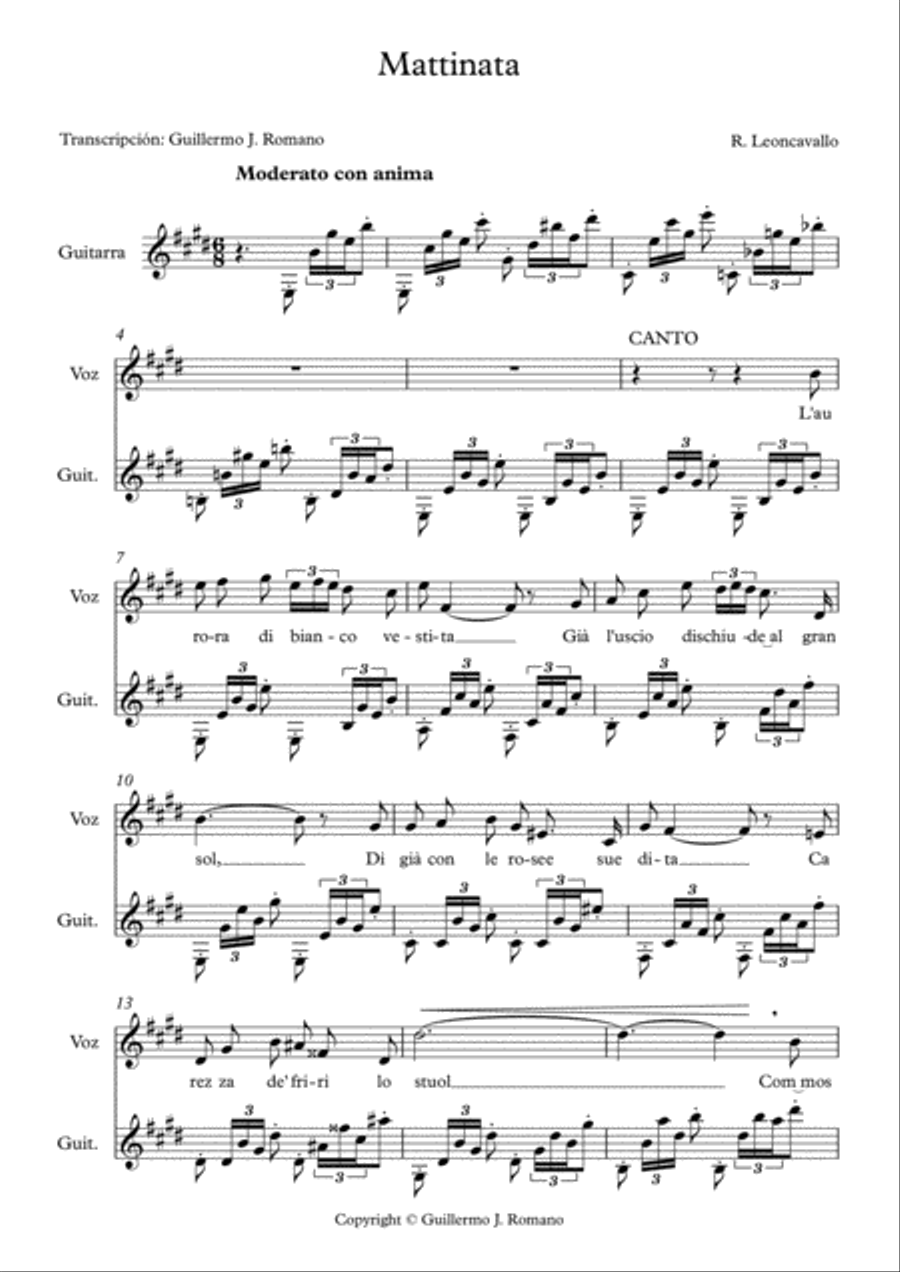 Mattinata - Leoncavallo - Voz y guitarra Small Ensemble scores gallery preview page 2