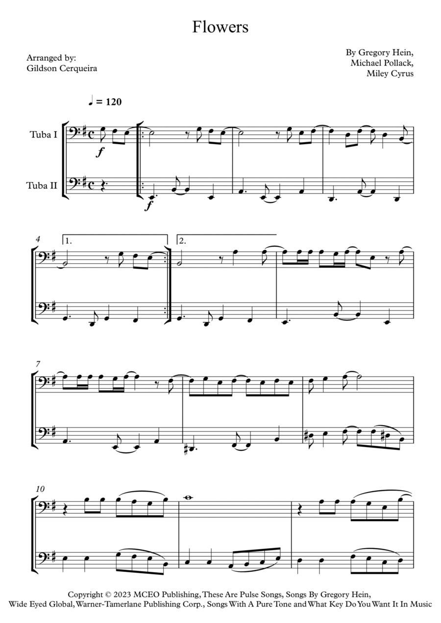 Flowers Brass Duet scores gallery preview page 1