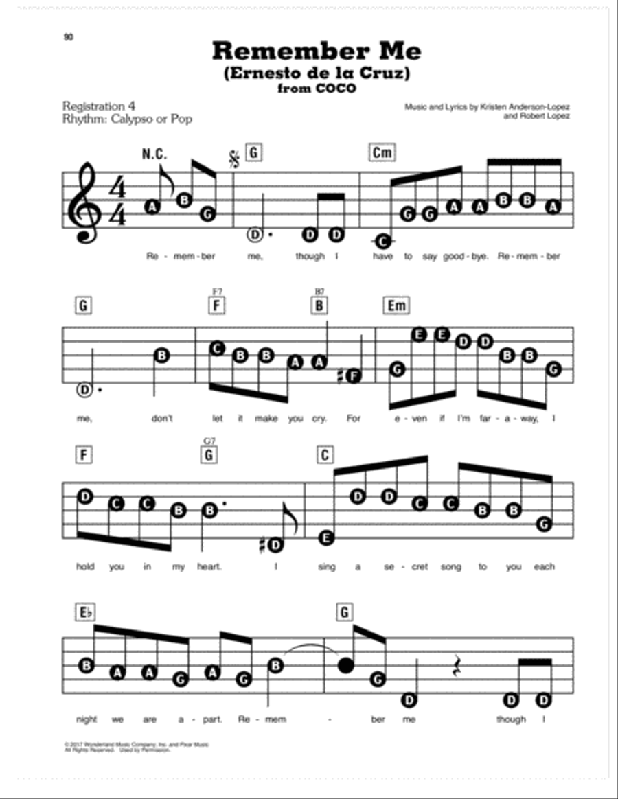 Remember Me (Ernesto de la Cruz) (from Coco) Electronic Keyboard scores gallery preview page 1