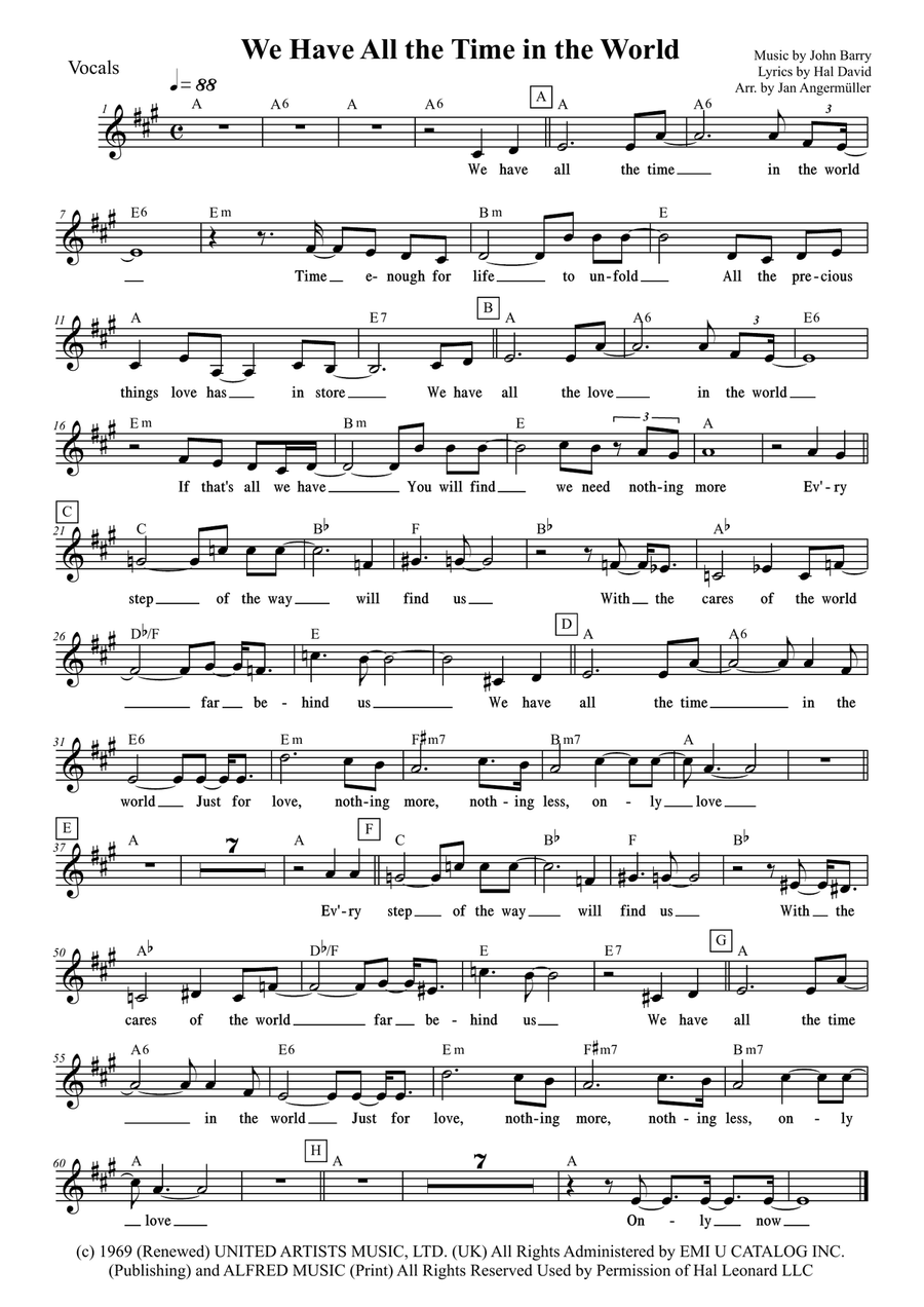 We Have All The Time In The World Jazz Ensemble scores gallery preview page 1