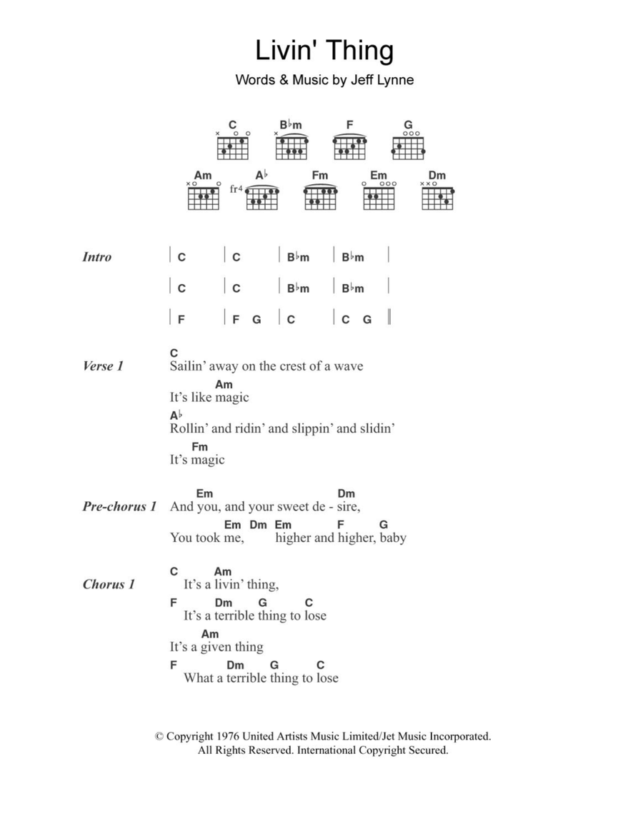 Livin' Thing Acoustic Guitar scores gallery preview page 1