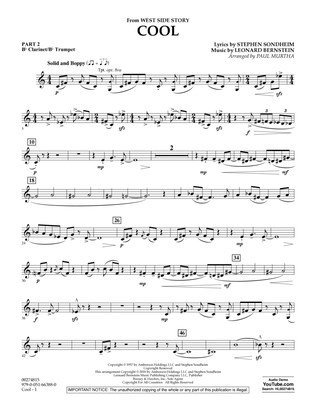Book cover for Cool (from West Side Story) (arr. Murtha) - Pt.2 - Bb Clarinet/Bb Trumpet
