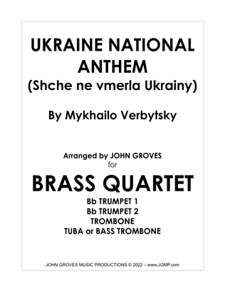 Book cover for Ukraine National Anthem - 2 Trumpet, Trombone, Tuba (Brass Quartet)