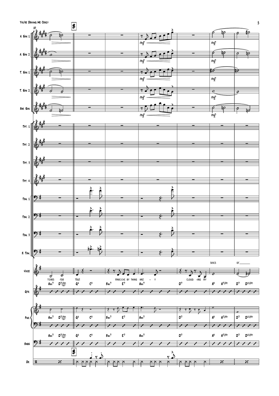 You're Driving Me Crazy! (What Did I Do?) Jazz Ensemble scores gallery preview page 5