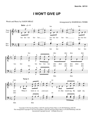 Book cover for I Won't Give Up (arr. Marshall Webb)