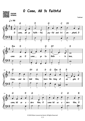 O Come, All Ye Faithful - Christmas Carol [EASY PIANO]