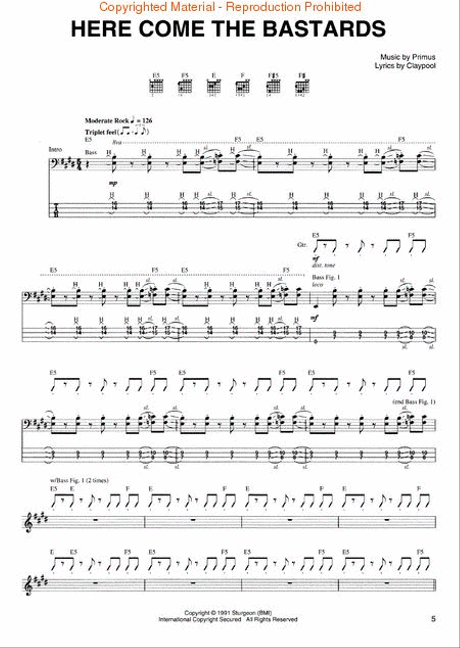 Primus – Sailing the Seas of Cheese Electric Guitar scores gallery preview page 3