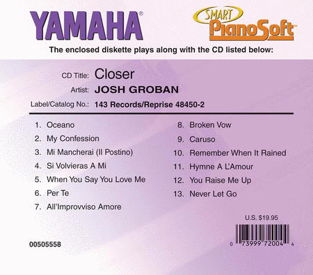 Josh Groban - Closer - Piano Software
