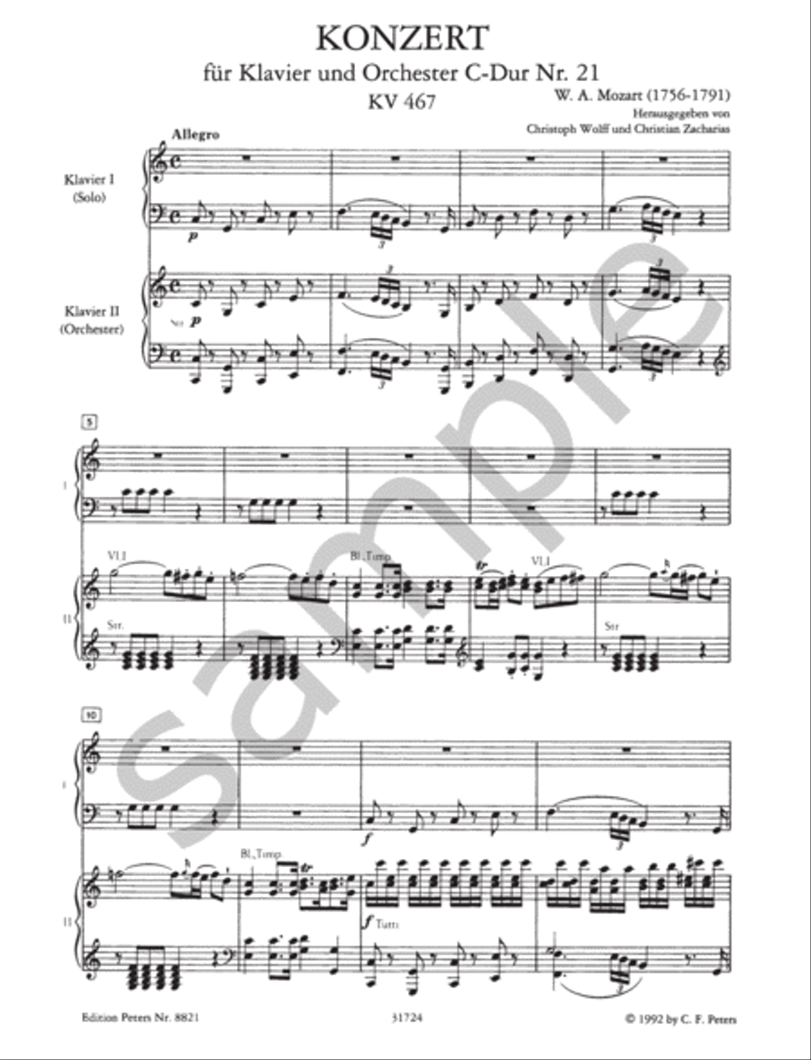 Piano Concerto No. 21 in C K467 (Edition for 2 Pianos)