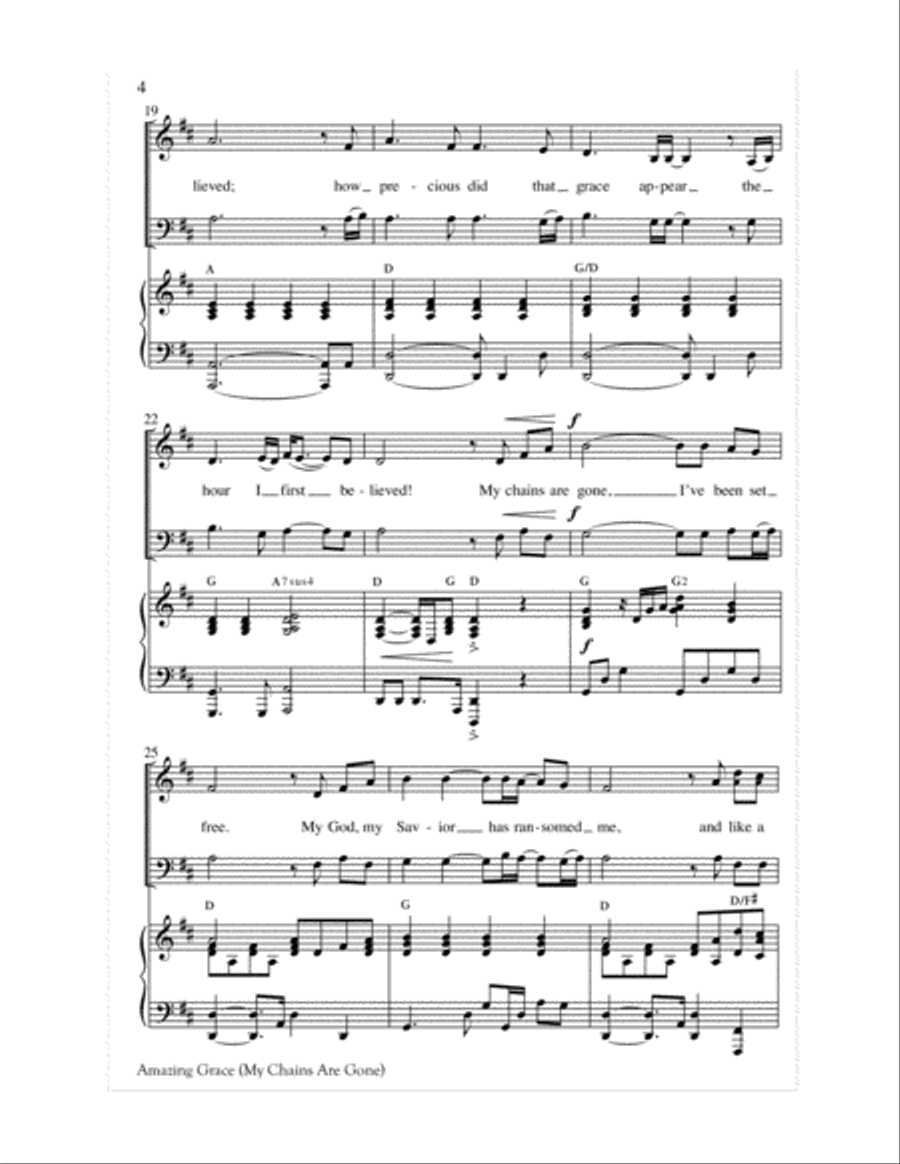 Amazing Grace (My Chains Are Gone) 2-Part scores gallery preview page 5