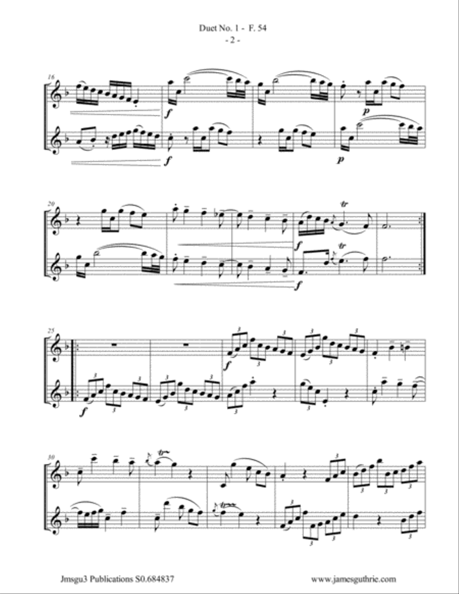 WF Bach: Duet No. 1 for Tenor Sax Duo Woodwind Duet scores gallery preview page 2