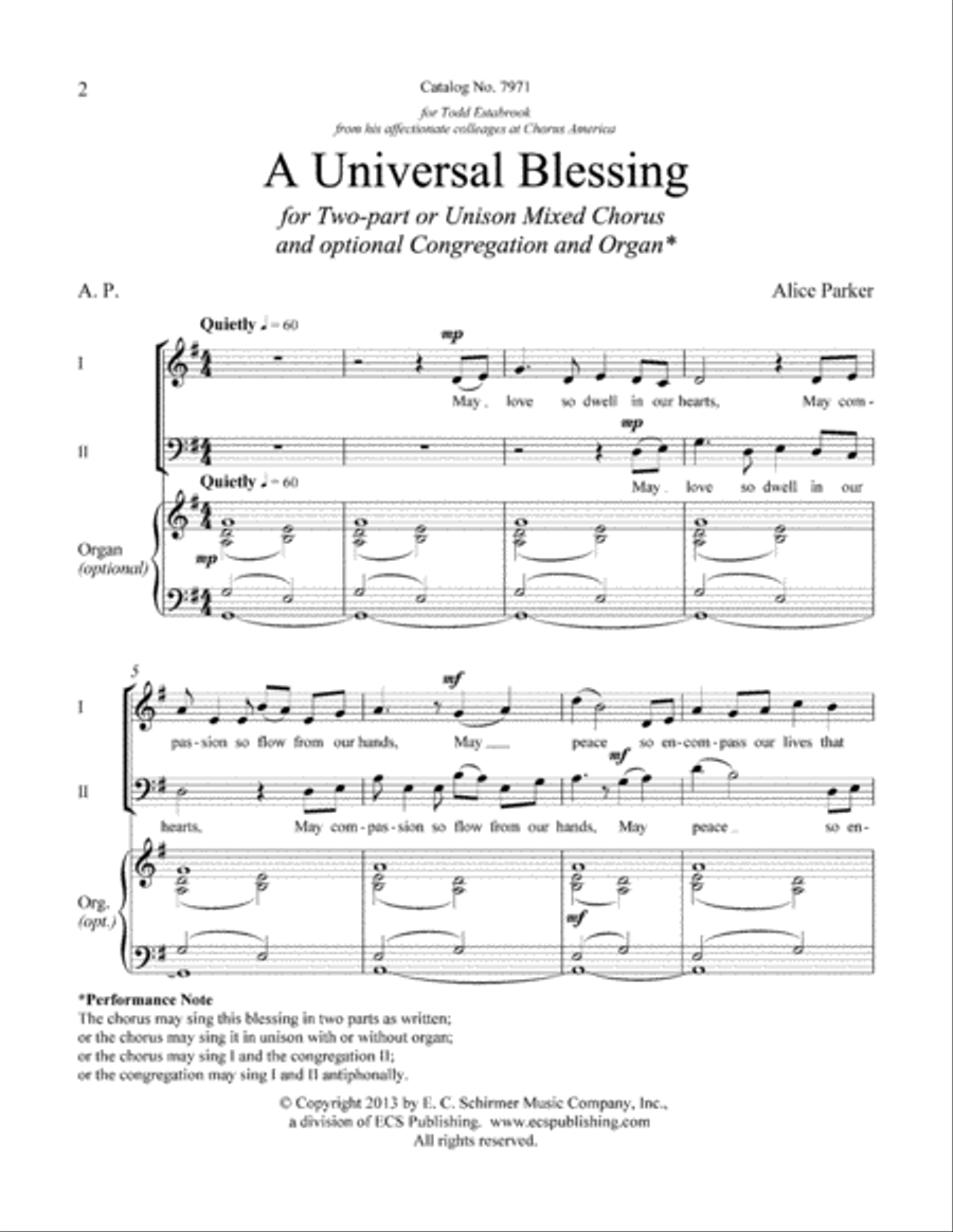 A Universal Blessing Unison Choir scores gallery preview page 2