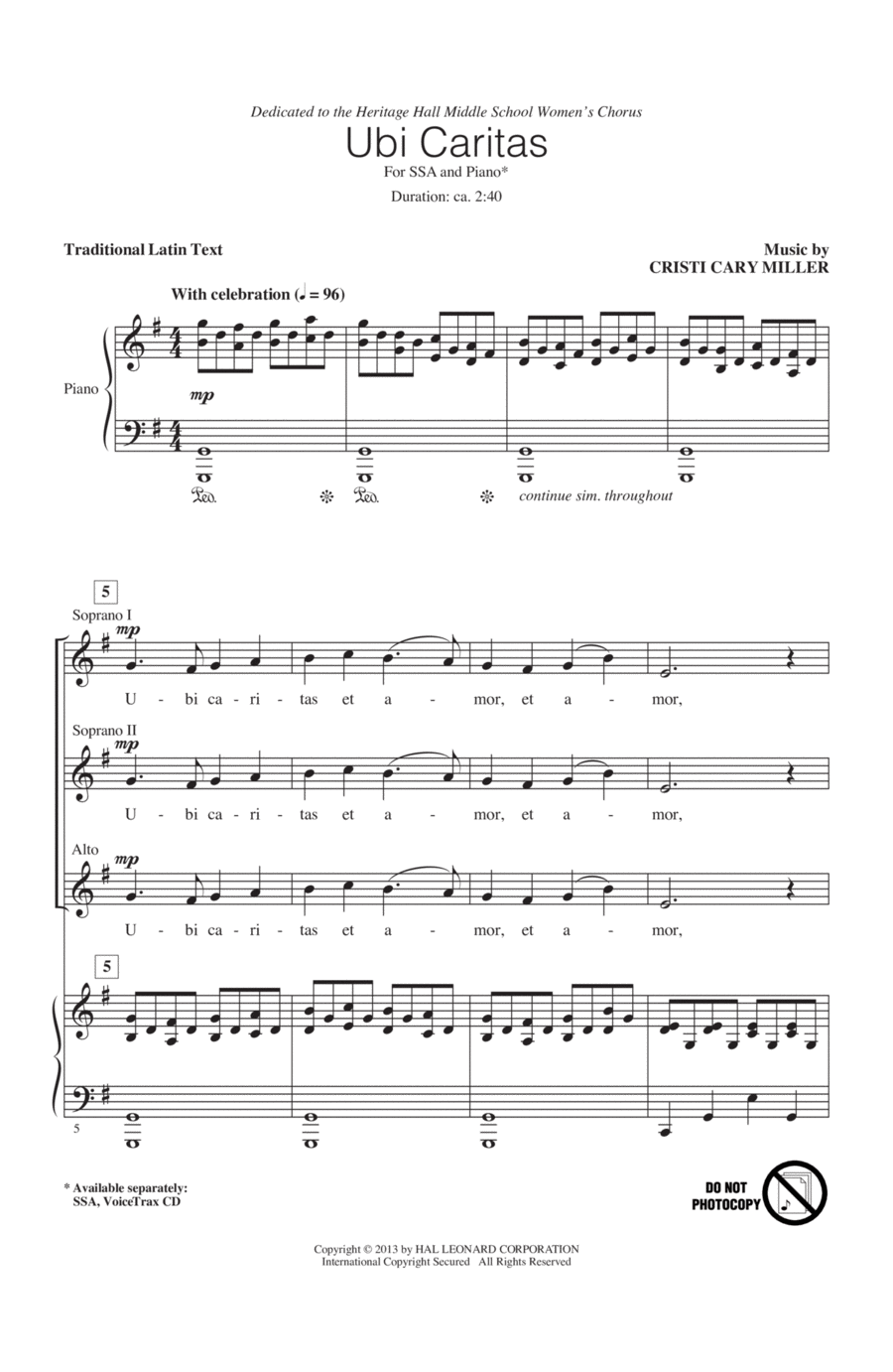 Ubi Caritas SSA scores gallery preview page 1