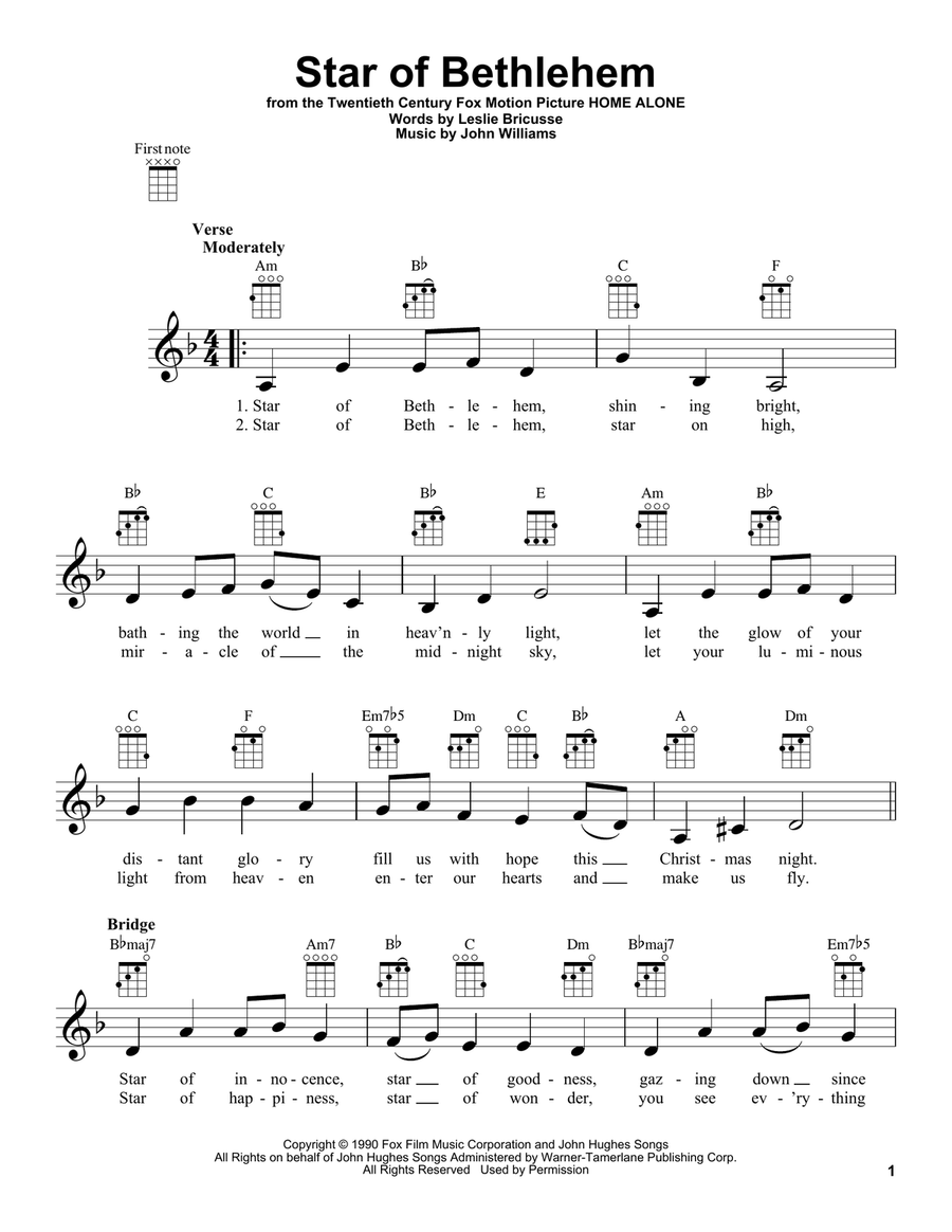 Star Of Bethlehem Star Of Bethlehem Ukulele scores gallery preview page 1