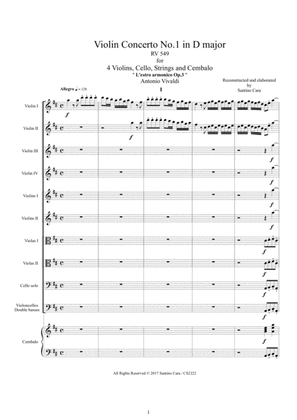 Vivaldi - Violin Concerto No.1 in D major RV 549 Op.3 for 4 Violins, Cello, Strings and Cembalo