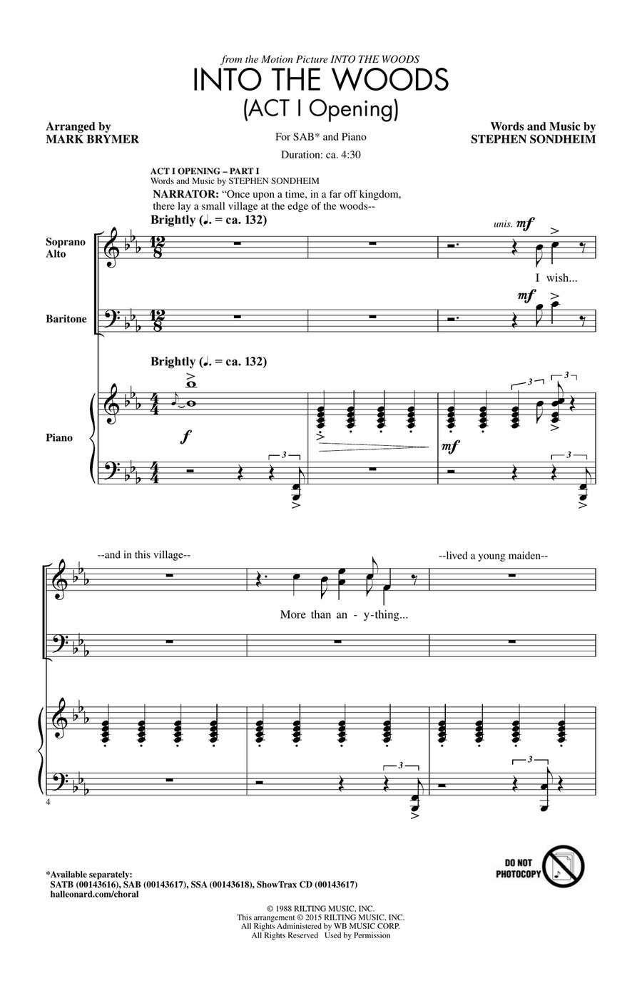 Into The Woods (Act I Opening) - Part I 3-Part scores gallery preview page 1