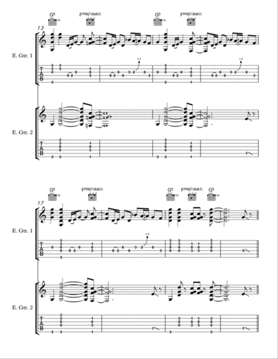 Kiss Me Down Slowly Electric Guitar scores gallery preview page 3