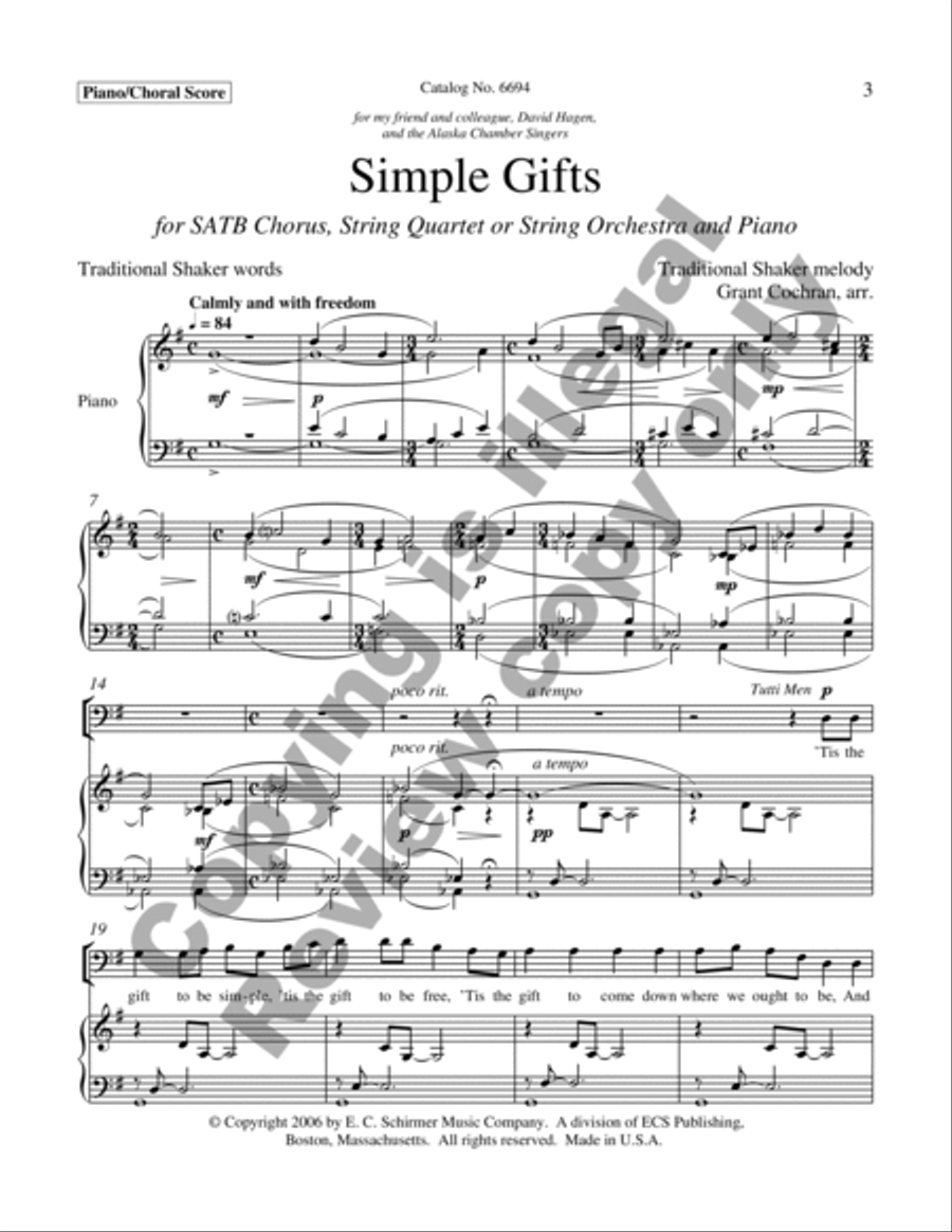Simple Gifts Simple Gifts 4-Part scores gallery preview page 10