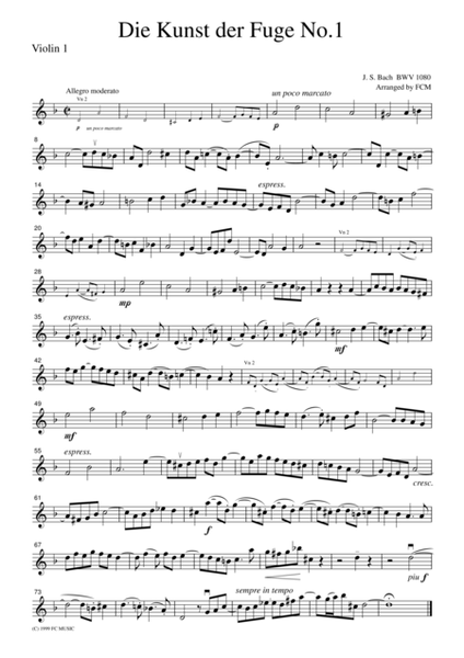 J.S.Bach Die Kunst der Fuge No.1, BWV1080
